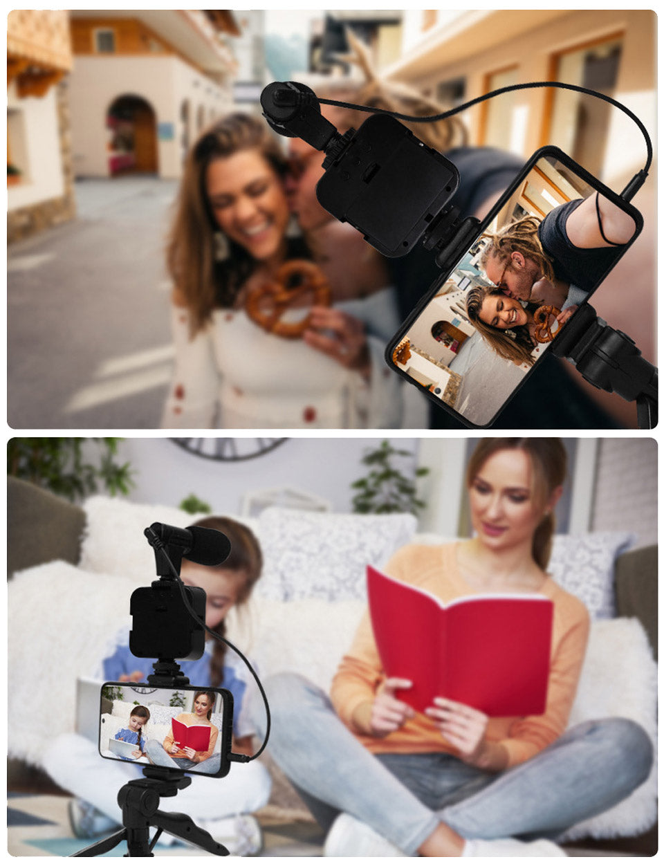 All-in-One Tripod, Light, and Microphone Kit