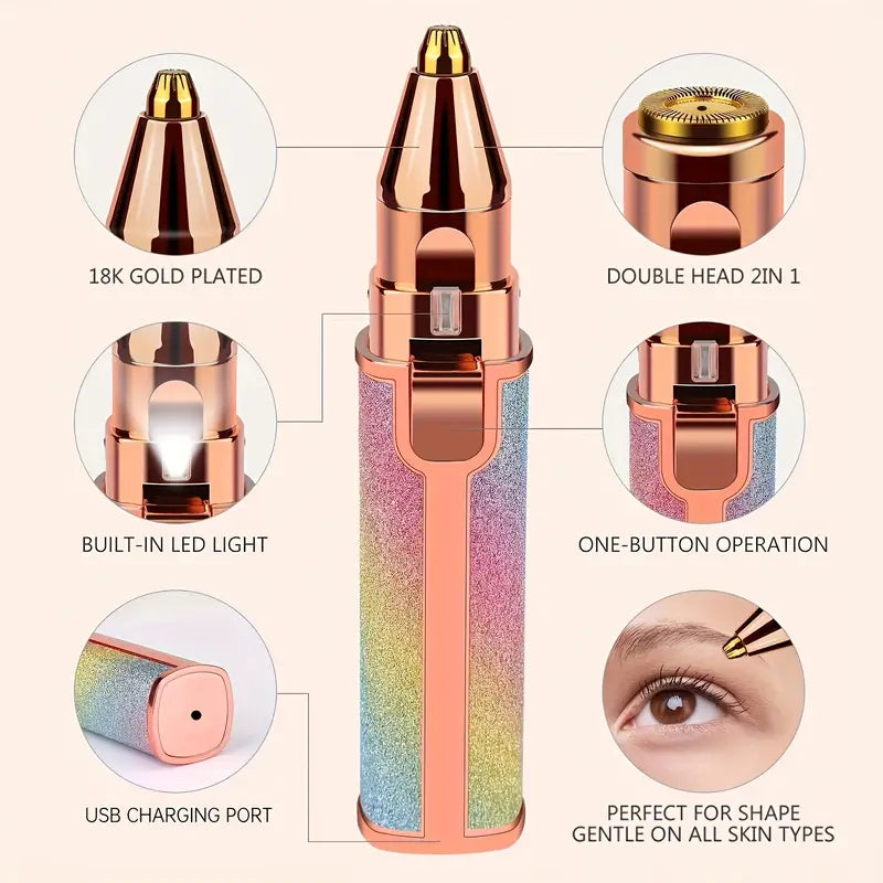 π 2-in-1 Facial Hair Remover for Women β Painless Eyebrow & Face Trimmer