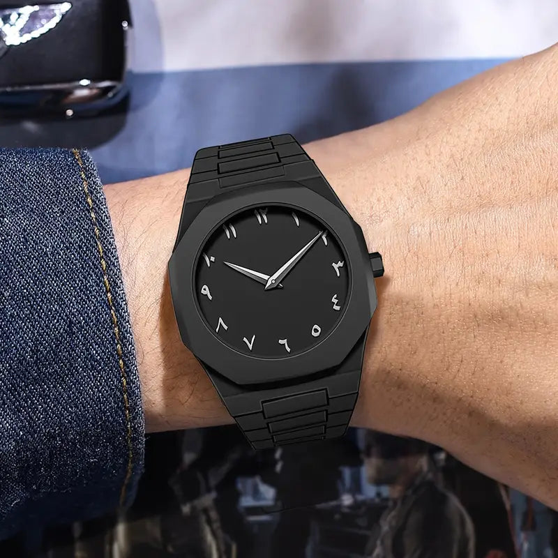🕰️ Black Arabic Aura Watch