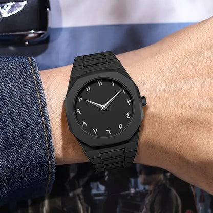 🕰️ Black Arabic Aura Watch