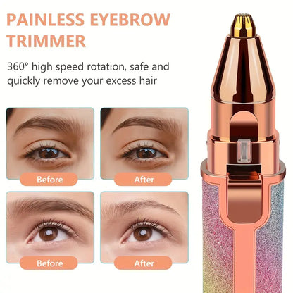 💖 2-in-1 Facial Hair Remover for Women – Painless Eyebrow & Face Trimmer