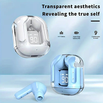 Wireless Transparent Earbuds with LED Display