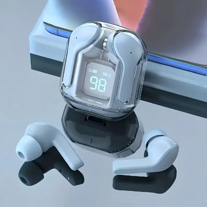 Wireless Transparent Earbuds with LED Display