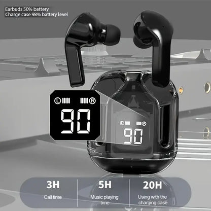 Wireless Transparent Earbuds with LED Display