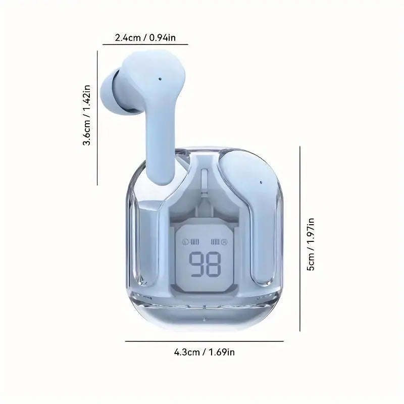 Wireless Transparent Earbuds with LED Display