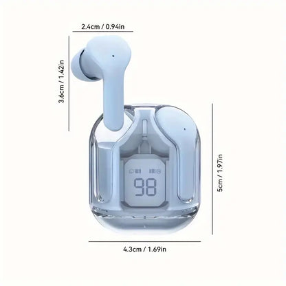 Wireless Transparent Earbuds with LED Display