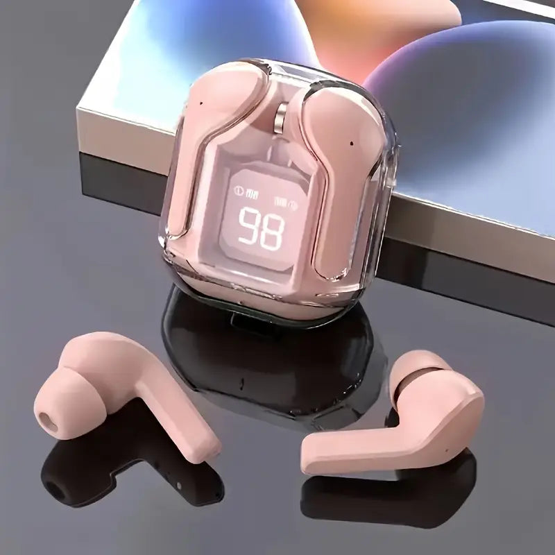 Wireless Transparent Earbuds with LED Display
