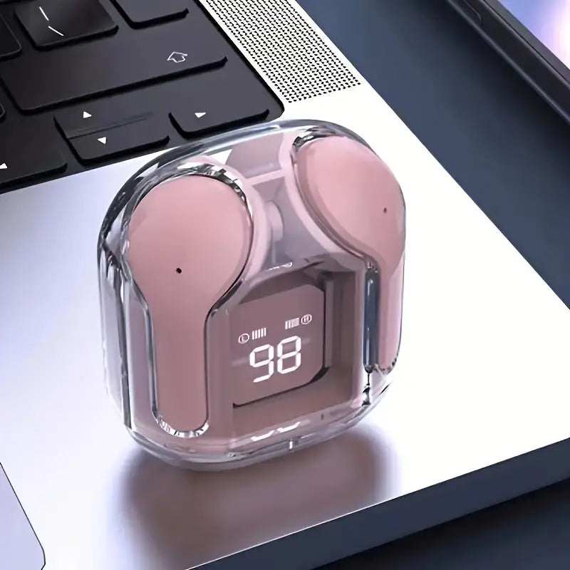 Wireless Transparent Earbuds with LED Display