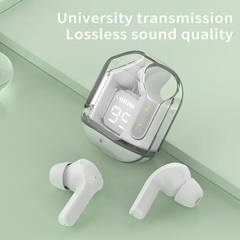 Wireless Transparent Earbuds with LED Display