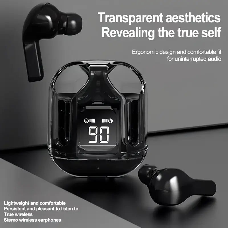 Wireless Transparent Earbuds with LED Display